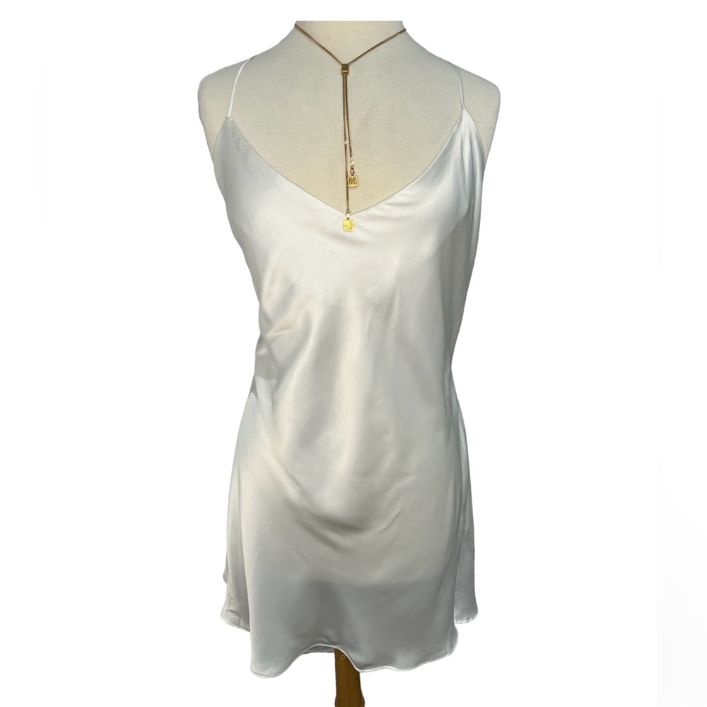 Victoria's Secret white shiny slip camisole dress size x large cut out